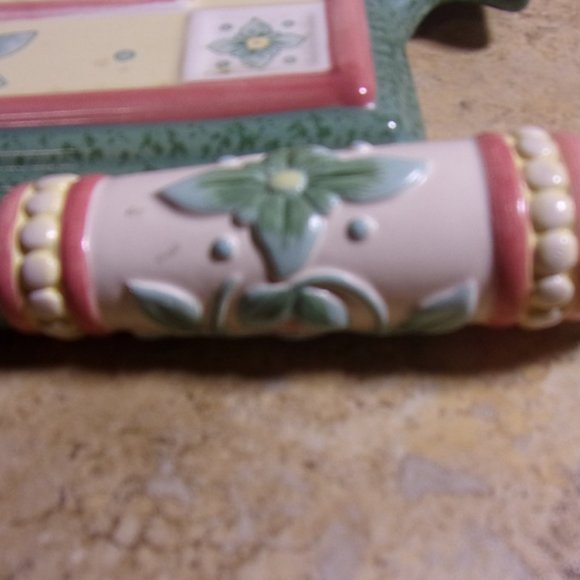 Cheese Board & Knife, Vintage Pfaltzgraff, Orleans Floral Green Pattern, GIFT - Picture 4 of 7